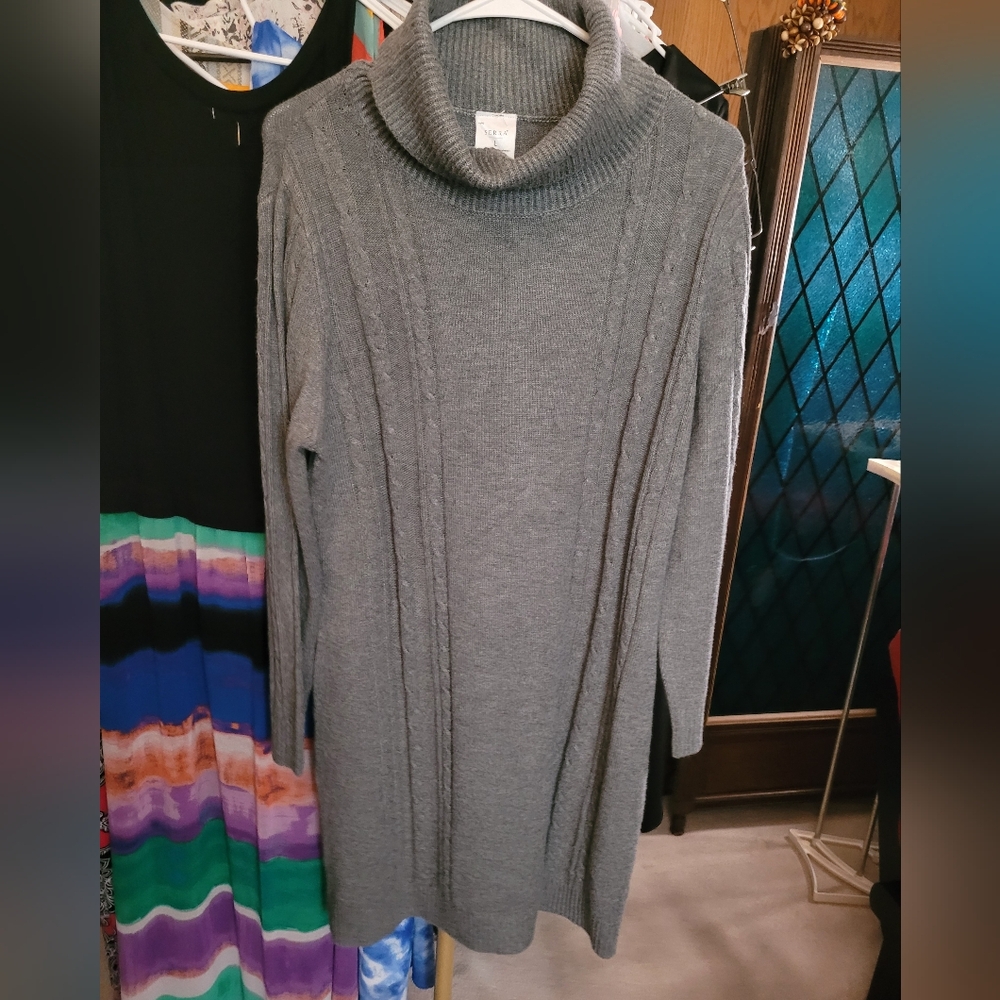 Serra Charcoal Cowl Neck Sweater Dress